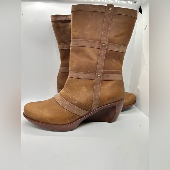 Naot Brown Leather Mid Calf Wedge Boots Size 8 EU 39 - Picture 6 of 12